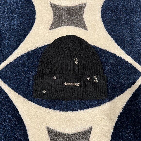 Chrome Hearts Other - Chrome Hearts Black Silver Cross Scroll Beanie